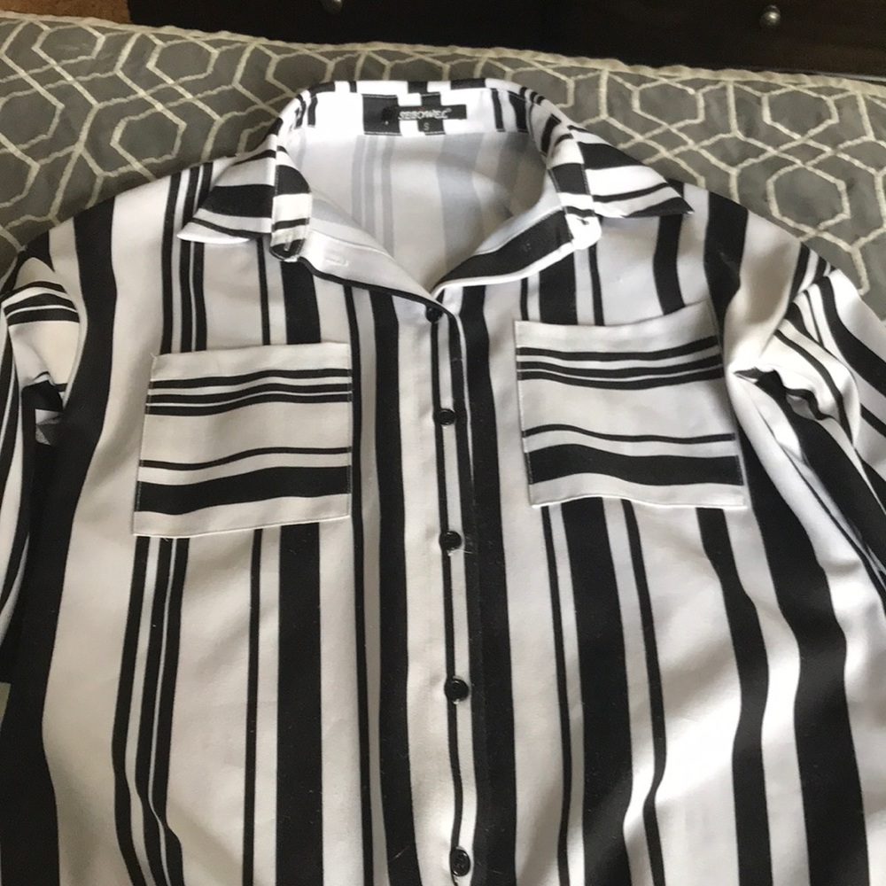 Black and white stripped blouse